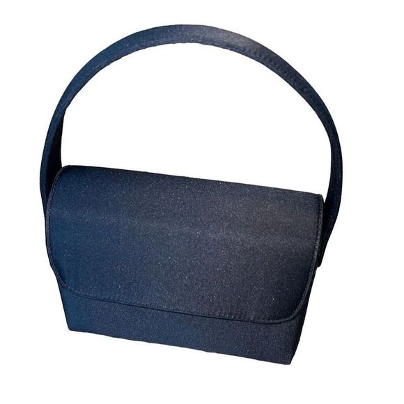Nicole Miller New York Womens Flap Snap‎ Satin Evening Handbag Black Small - Picture 1 of 7